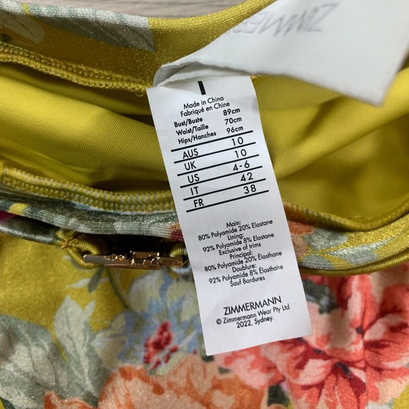 ZIMMERMANN Pattie Bikini Bottom In Floral Print Mustard Rose - Picture 13 of 14
